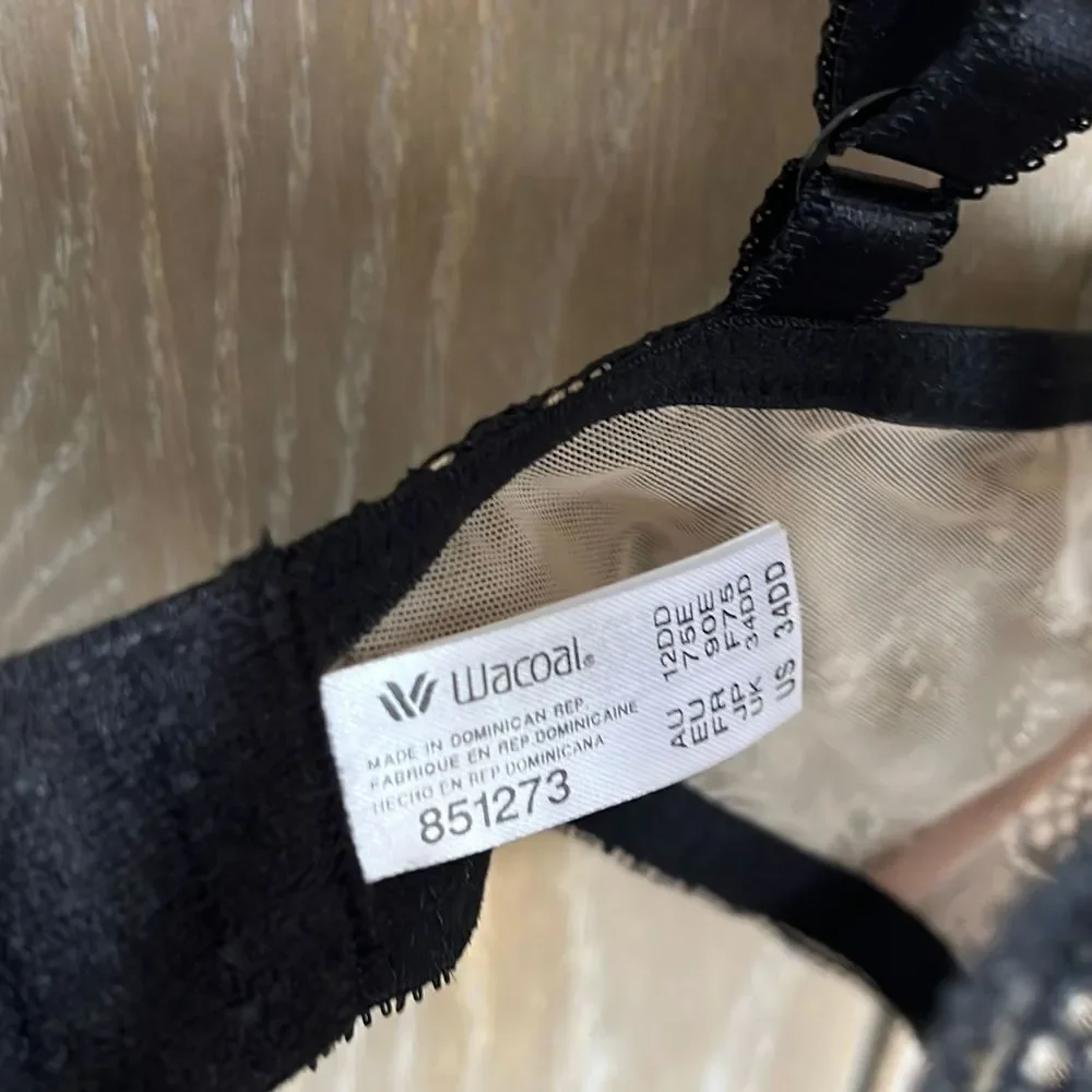 Wacoal Take The Plunge Underwire Bra Black Lace 34 DD New